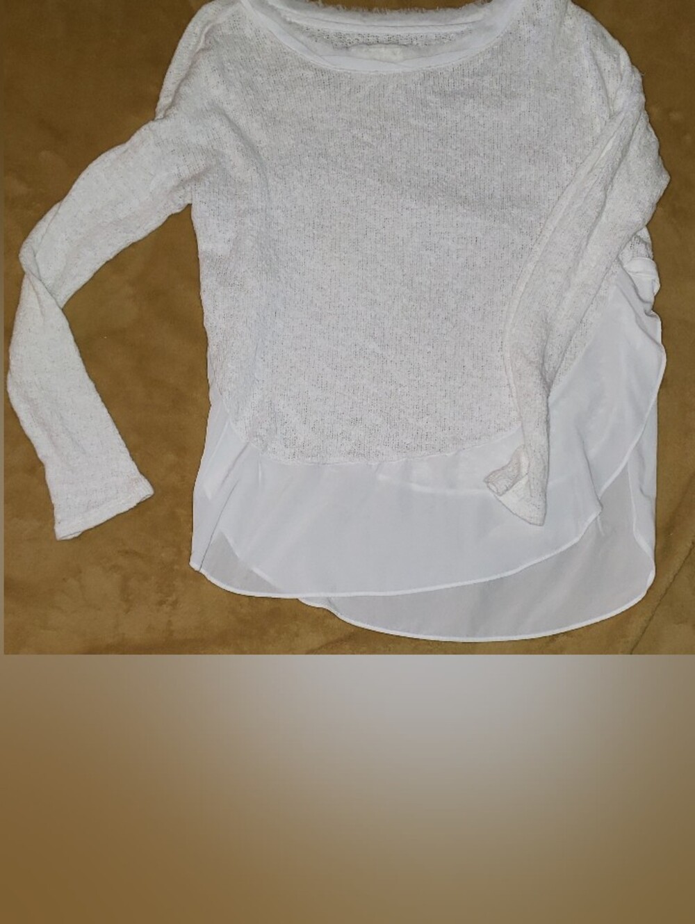 Deletta White Layered Knit Tunic with Chiffon Hem